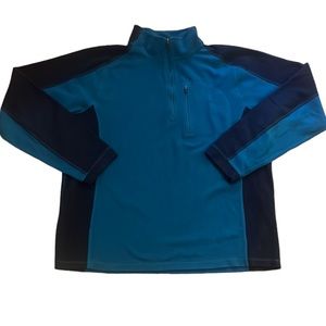 L.L. BEAN MENS HALF ZIP FLEECE PULLOVER TWO TONE BLUE SIZE MEDIUM